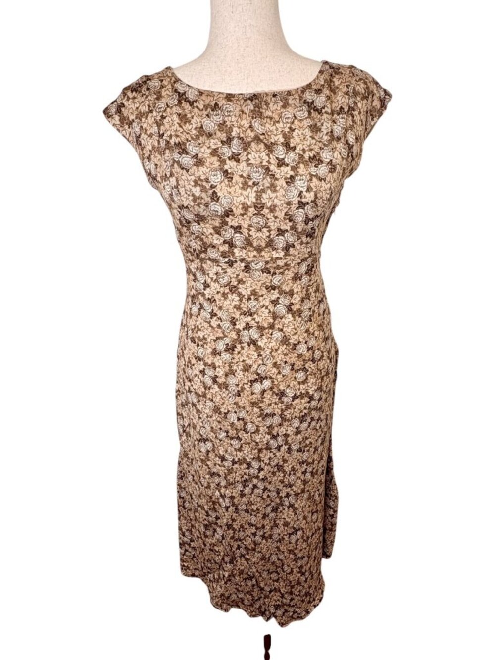 Sundance Brown Floral Asymmetrical Midi Dress Size 2